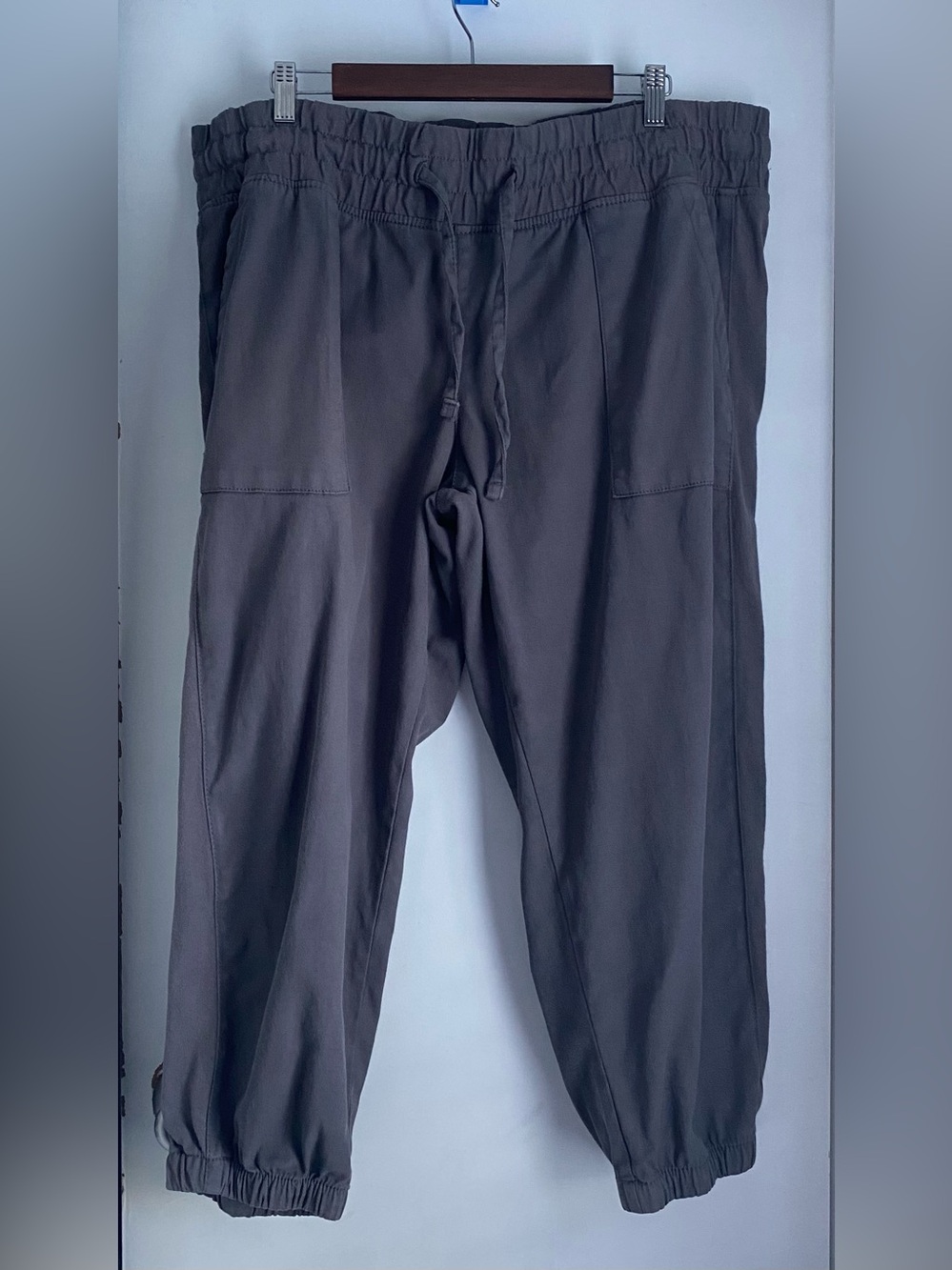 Time and Tru XL Women's Gray Jogger Pants Twill Drawstring Elastic Waist Pockets